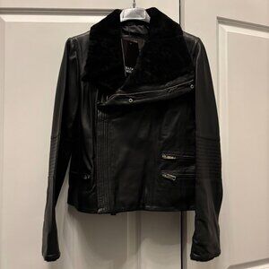 Badgley Mishka Samara Leather Jacket with Genuine Sherling